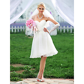 A-line Sweetheart Knee-length Organza Wedding Dress