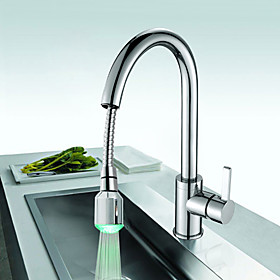 Solid Brass Kitchen Faucet with Color Changing LED Light