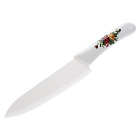 Kitchen 6 Ceramic Fruit Vegetable Paring Knife with Rose Flower Pattern (White)
