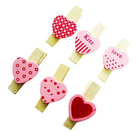 Wooden Pink Love Small Clip(6 PCS)