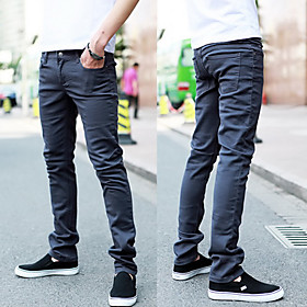 Skinny Solid Color Cotton Pants