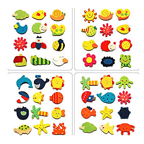 Mini Wooden Cartoon Magnet Early Childhood Toys (12-Pack, Random Pattern)