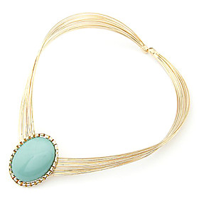 Rose Gold Color Plated Blue Gem Alloy Necklace
