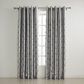 Classic Solid Embroidery Blackout Curtains (Two Panels)