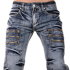 Men's Zippers Straight Jeans