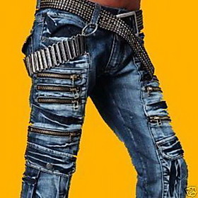 Men's Straight Zipper Pockets Jeans