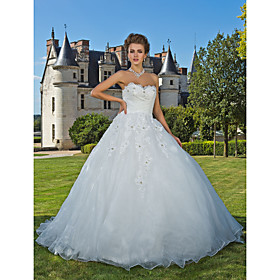 Ball Gown Sweetheart Chapel Train Organza Wedding Dress
