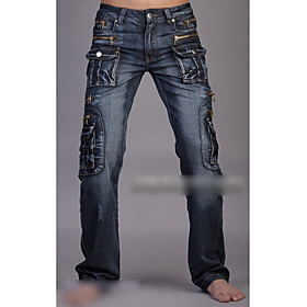 Men's Straight Zippers Jeans