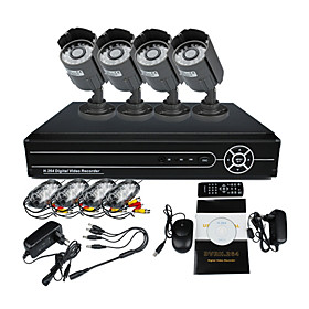 4 Outdoor Day Night CCTV Home Video Surveillance Security Camera Kit(4Ch D1,IR 10m)