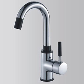 Contemporary Solid Brass Single Handle Kitchen Faucet-Chrome Finish