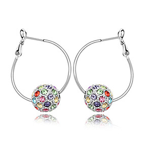 Lovely Platinum Plated Crystal Hoop Earrings(More Colors)