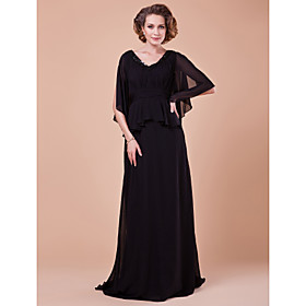 A-line V-neck Sweep Brush Train Chiffon Mother Of The Bride Dress