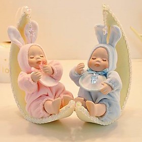 Sweet Baby In Moon Shaped Cradle Music Box (More Colors)