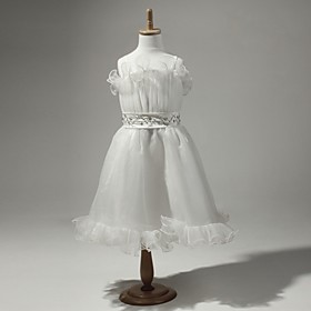 Satin And Tulle Sleeveless Flower Girl Dress With Sequins