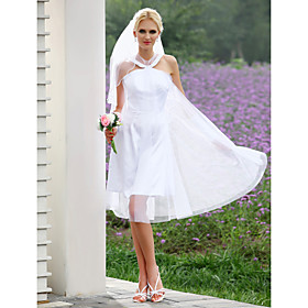 A-line Scoop Knee-length Tulle Wedding Dress