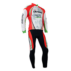 Santic Fashion Designed Winter-Style 100% Polyester and Fleece Cycling Suits (California Red)