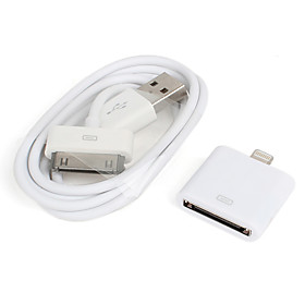30 Pin Female to Lightning Male Data and Charge Adapter with 30-Pin Cable for iPhone 5, iPad Mini and iPods