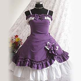 Sleeveless Knee-length Purple Cotton Aristocrat Lolita Dress