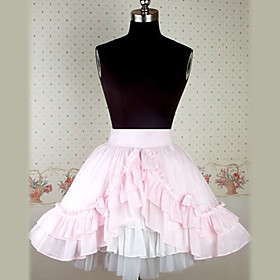 Knee Length Pink Cotton Sweet Lolita Skirt with Lacework