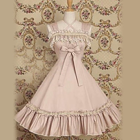 Sleeveless Knee-length Pink Cotton Sweet Lolita Dress