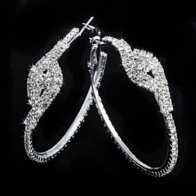 Charming Alloy Round Crystal Hoop Earrings