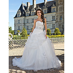 Ball Gown Sweetheart Chapel Train Organza Wedding Dress