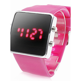 Unisex Silicone Style Sports Red LED Wrist Watch (Pink)