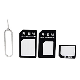 3-In-1 SIM Card Adapter and Eject Pin for iPhone 5, iPhone4 and 4S (Assorted Colors)