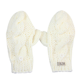 Deniso—Women's Hand Woven Acrylic Fibers Gloves(White and Red)