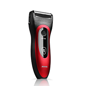 POVOS Waterproof Rechargeable Dual-Blade Smart Foil Shaver (Red)