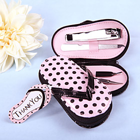 4 Piece Pedicure Kit With Pink Polka Dot Flip Flop Case Favor