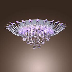 5 - Light Crystal Semi Flush Mount with Remote Control (G4 Bulb Base)