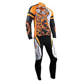 Santic Fashion Designed Winter-Style 100% Polyester and Fleece Cycling Suits (Orange and Black)