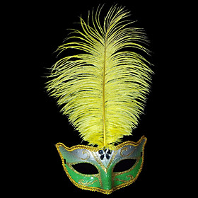 Green Ostrich Feather  PVC Party Half-face Mask