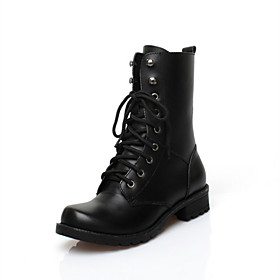 Leather Low Heel Ankle Boots With Lace-up Party / Evening Shoes