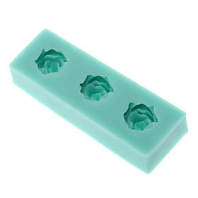DIY Baking 3D Three Roses Shaped Silicone Square Cake Soap Mold