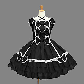 Sleeveless Knee-length Black Cotton Aristocrat Lolita Dress
