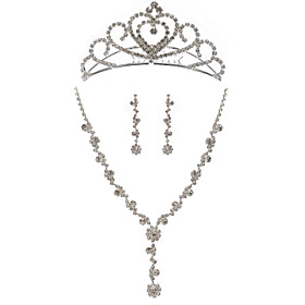 Fashionable Alloy With Rhinestone Women's Jewelry Set Including Necklace,Earrings,Tiara