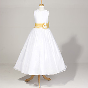Sleeveless Organza And Satin Wedding/Party Flower Girl Dress