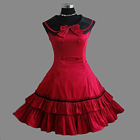 Sleeveless Knee-length Red Cotton Sweet Lolita Dress