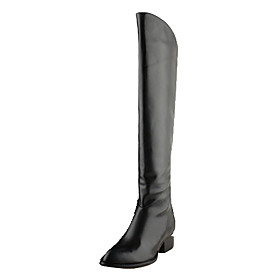 Gorgeous Leather Low Heel Knee High Boots With Zipper Party / Evening Shoes