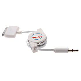 30-Pin Retractable Audio Cable with Dual Audio Split Adapter for iPhone 4, 4S and Others