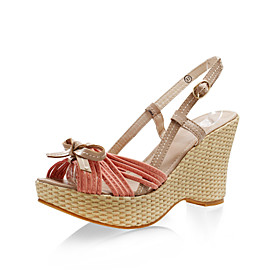 Leatherette Wedge Sandals With Bows For Party/Evening (More Colors)