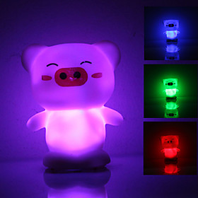 Cute Pig Shaped Colorful Light LED Night Lamp (3xLR44)