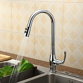 Sprinkle by Lightinthebox - Contemporary Pull Down Solid Brass Kitchen Faucet (Chrome Finish)