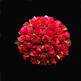 Gorgeous Satin/Cotton Round Shape Wedding Bouquet