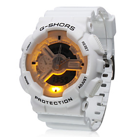 Waterproof Sporty Double Movement Analog - Digital Stop Watch with Night Light (White)