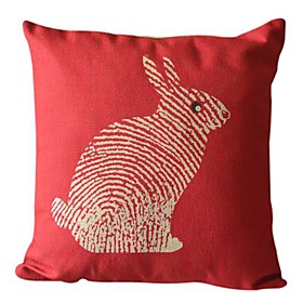 Rabbit Cotton/Linen Decorative Pillow Cover 041