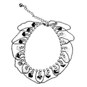 Bead Chain Round Metal Piece Crystal Anklets