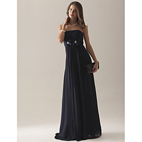 Empire Strapless Floor-length Chiffon Over Satin Bridesmaid Dress